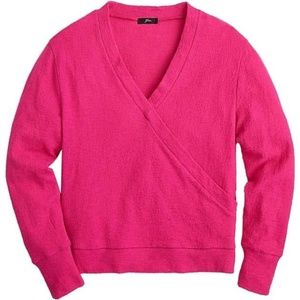 J.Crew Faux Wrap Pink Textured Crepe V-Neck Top XS
